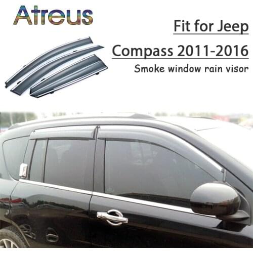 Atreus 1set ABS For 2018 2017 2016 2015 2014-2011 Jeep Compass Accessories Car Vent Sun Deflectors Guard Smoke Window Rain Visor