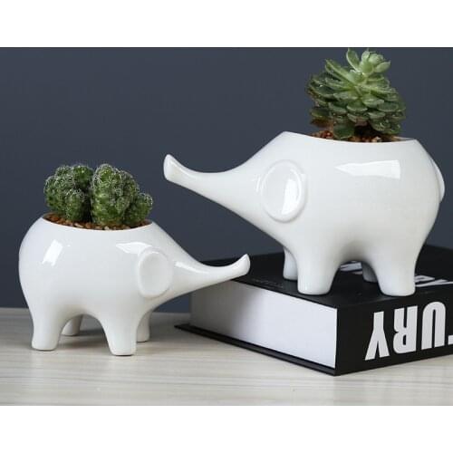 Cartoon Animal Elephant Succulent Flower Pot Simplicity Creative Desktop Plant Planter Home Office Decor Ceramic Flower Pot