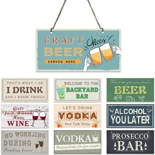 Beer Vodka Signs Wooden Signs Cafe Bar Plaque Pub Club Wall Decoration Door Hanging Plate Home Decor