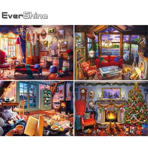 Evershine 5D DIY Diamond Painting Christmas Cross Stitch Diamond Embroidery Landscape Rhinestone Art Wall Decorations