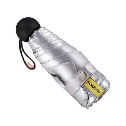 Pocket Mini Umbrella Rain Women Silver Coating Parasol Five Folding Umbrella Sun Uv Umbrellas Girl Windproof 6K Regenschirm Sy72