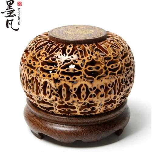 Hand-cut Walnut incense coil incense censer of incense incense coil inserted Tower sank sandalwood fragrance oil burner