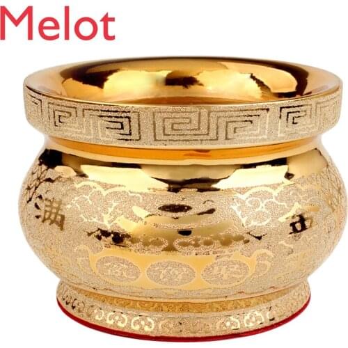 Juyuange Gold Ceramic Incense Burner Ornaments Worship God of Wealth Guanyin Bodhisattva/Buddha Statue Home Indoor Non-Slip Mat