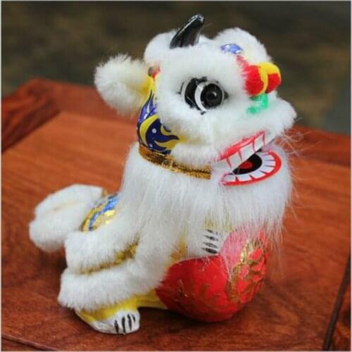 Lion Dance Chinese Mascot Lion Rolling Hydrangea Car Swing Lion Desk Supply Gift Furry Traditional Lion Dance Doll Decoration