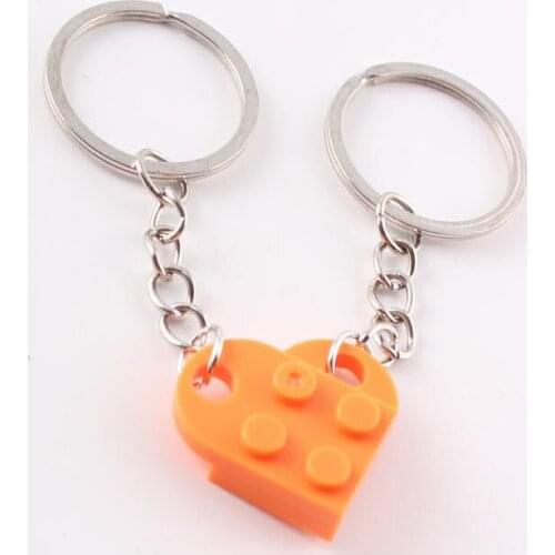 Orange Colour Color Brick Heart Keychain/ring toys Multicolor Couples Girlfriend Boyfriend Valentines Day BFF Educational Gift