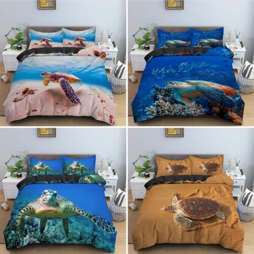 Marine Animal Duvet Cover Set Sea Turtle Bedding Set Queen King Size Quilt/Comforter Cover Pillowcase Bedclothes Home Textiles