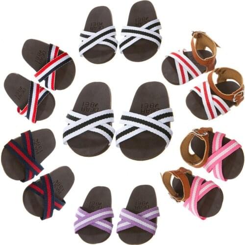 Mini Shoes Fashion Summer Slippers for 18 inch American Dolls & 43 Cm Baby New Born Doll Accessories Baby Toys Doll Shoes