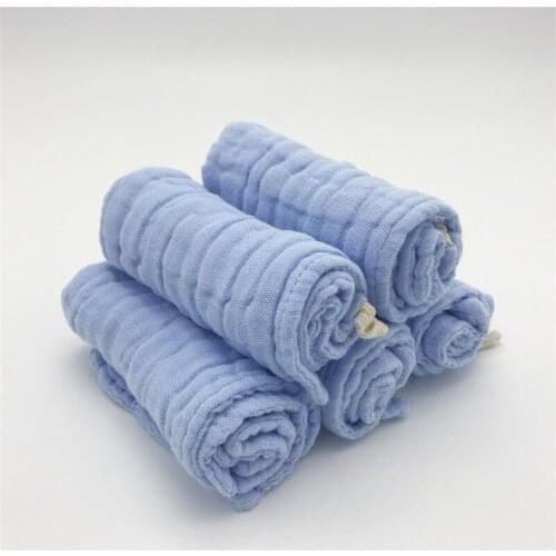 5PCS/ Set Baby Muslin Washcloths Natural 100%Cotton Baby Wipes Soft Newborn Baby Face Towel Size 12x12 Inch Multicolors