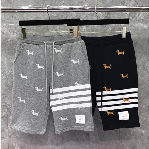 2021 Fashion TB THOM Brand Casual Shorts Men Summer Cotton Casual Sports Trousers Puppy Embroidery Mens Jogger Track Shorts
