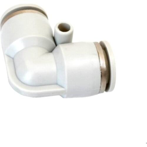 White Pneumatic Tracheal Fittings Quick Connector Right Angle 90 Degree Plastic Elbow PV04 06 08