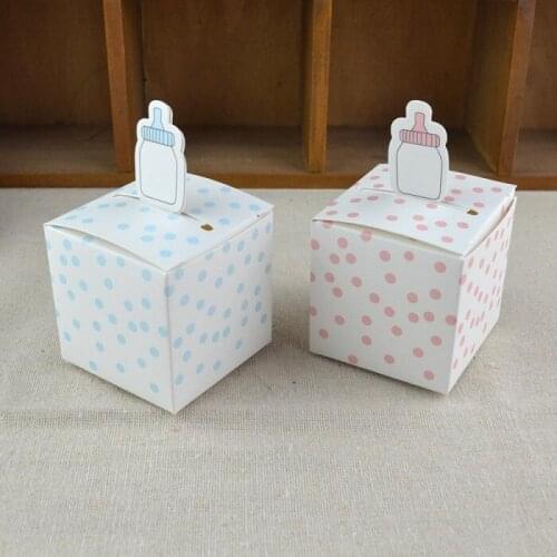 Festival supplies candy box bag chocolate paper gift package for Birthday Wedding Party DIY dots/pink/blue/nursing bottle Wh