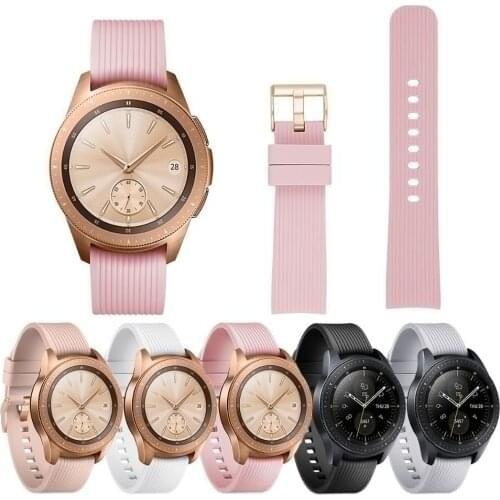 Silicone Band for Samsung Galaxy Watch 42mm Active Rubber Replacement Bracelet WatchBand Strap for Galaxy Watch 42mm Gold Buckle