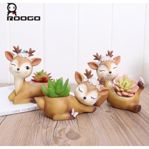 Roogo Small Flower Pot Outdoor Mini Resin Garden Plant Pot Indoor with Drainage Succulent Pots Friend Birthday Gifts Planters