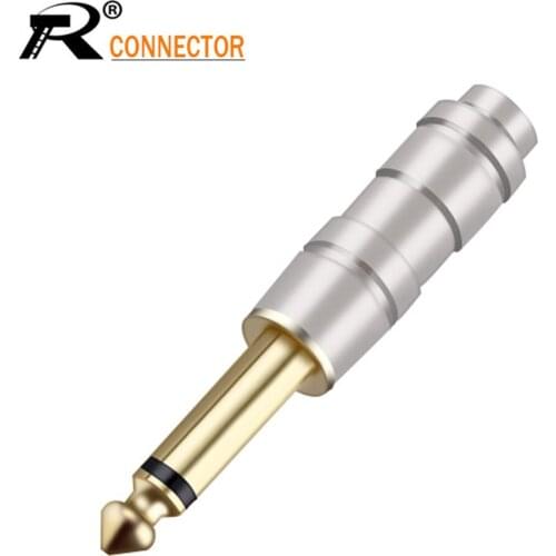 Luxury Smooth Gold-plated Audio Plug Connector 6.35mm Mono Plug Assembly Jack 6.35 Microphone Plug DIY Speaker adapter