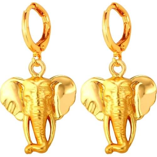 Kpop Vintage Elephant Head Lucky Drop Earrings Women yellow Gold Color Earings Fashion Antique Jewelry Love Gift Party YE1926K