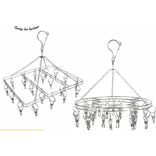 20 Clips Stainless Steel Laundry Rack Foldable Sock Clothes Airer Folding Hanger Drying Hanger Clothes Underwear Socks Holder