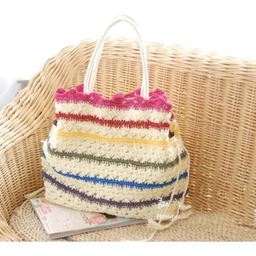 Straw Beach Bag Women Bag 2015 Summer Lady Bag Straw Woven Shoulder Bag Shopping travel sea tour