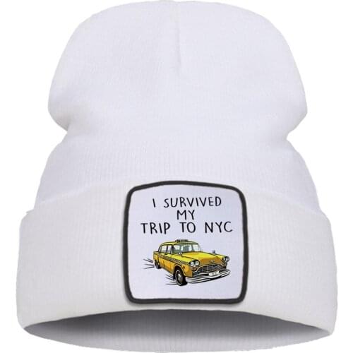 Survived My Trip To Nyc Fashion Hats Outdoor Hot Sale Knitted Cap Unisex Warm Cotton Brimless Hat Casual Wool Soft Beanie Caps