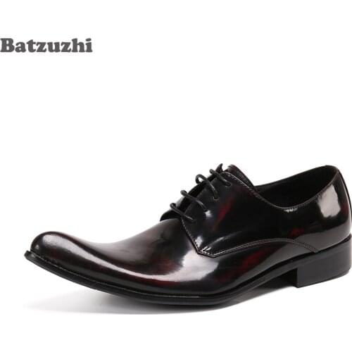 Batzuzhi Pointed Toe New Mens Shoes Genuine Leather Dress Shoes Men for Business, Party and Wedding Zapatos Hombre, Big Size 46
