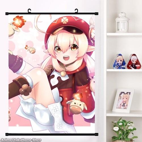 Cute Anime Game Genshin Impact Klee Kawaii Girl Cosplay Poster Wall Scroll Painting Mural Fashion Home Decor Collection Art