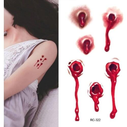 Waterproof Temporary Tattoos Body Art Painting Arm Legs Tattoos Sticker Realistic Long Lasting Bullet Wounds Tattoos Halloween