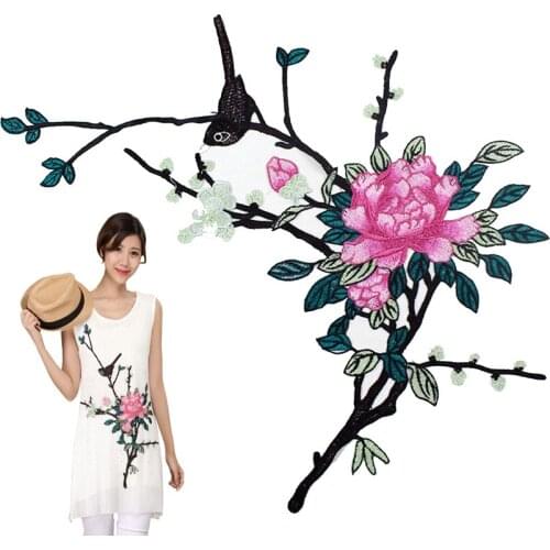 XUNZHE 39*62cm Embroidery Patches For Clothing Flowers Patches For Clothes Badge Sewing Fabric Applique Supplies Upholstery