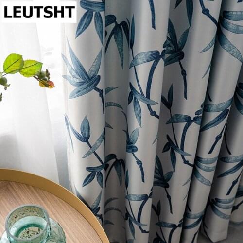Chinese Bamboo Curtains for Living Dining Room Bedroom Half Shading Chinese Ink Painting Classical Fresh Polyester Curtain