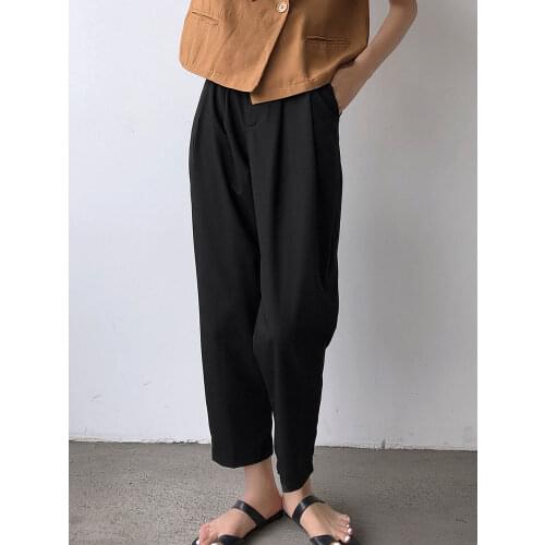 Spring Autumn Casual High Waist Ankle Length Harem Pants Women Korean Office Lady Work Leisure Grey Black Suit Pants
