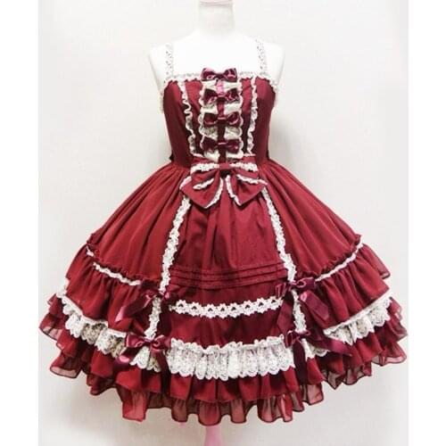 Palace Vintage Sweet Lolita High Collar Flare Sleeve Bowknot Lace Victorian Sleeveless Dress