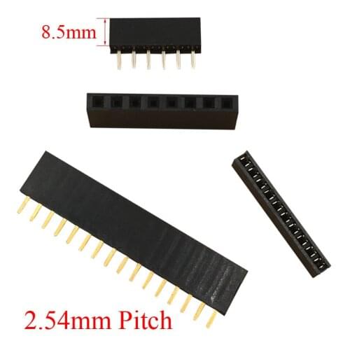1*8 1x8 1*9 1x9 1*10 1x10 Pin 8P 9P 10P 2.54mm Pitch Space 8.5mm Height Female Connector Single Row Straight Pin Header Strip