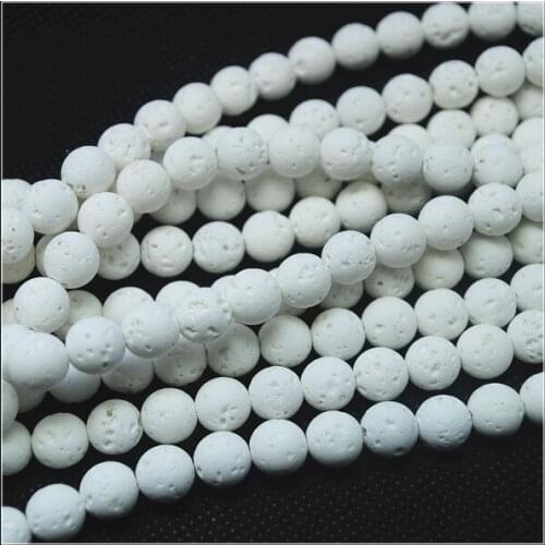 48pcs wholesale white lava stone round ball lava beads natural beads for bracelets making size 8mm jewelry diy beads 15.5 inches