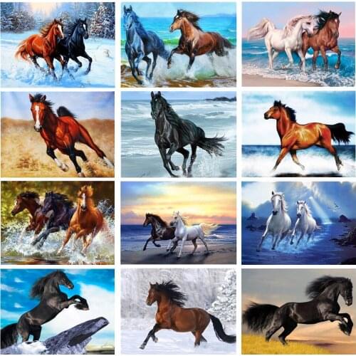 5D Diamond Painting Horse Diamond Embroidery Cross Stitch Landscape Rhinestones Round Diamond Mosaic Animals Set