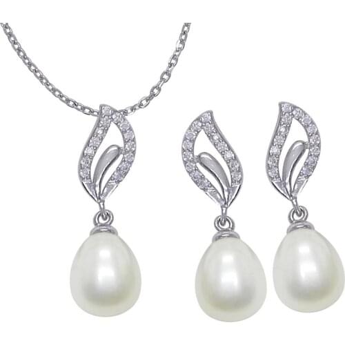 8-9mm Freshwater Pearl Jewelry Sets 100% Guaranteed Real 925 Sterling Silver Jewelry Sets
