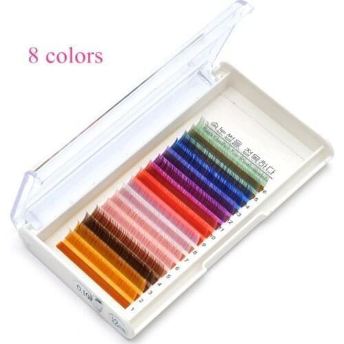 8 Colors Lashes False Lashes Eyelash Individual Colored Lashes Faux Eyelash Extensions Makeup Tools