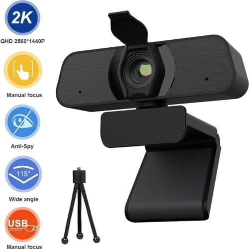 C90 2K HD Webcam 2MP 30fps Web Camera with Tripod Stand Built-in Microphone 2560*1440 USB Plug Computer Web Camera for Laptop PC