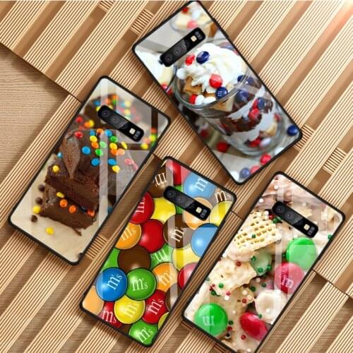 M&Ms Chocolate Tempered Glass Phone Case For Samsung Galaxy S8 S9 S10 S20 PLUS J8 J6 J4 2018 NOTE 8 9 10 Cover Shell