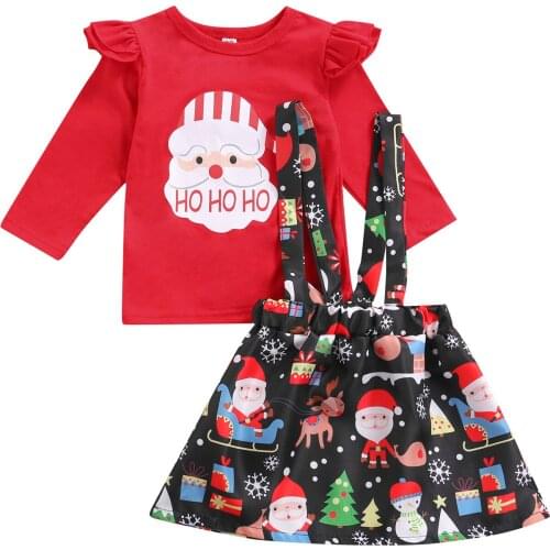 Ma&Baby 1-6Y Christmas Toddler Kid Girls Clothes Set Santa T shirt Tops Plaid Skirts Outfits Xmas Costumes Children Clothing