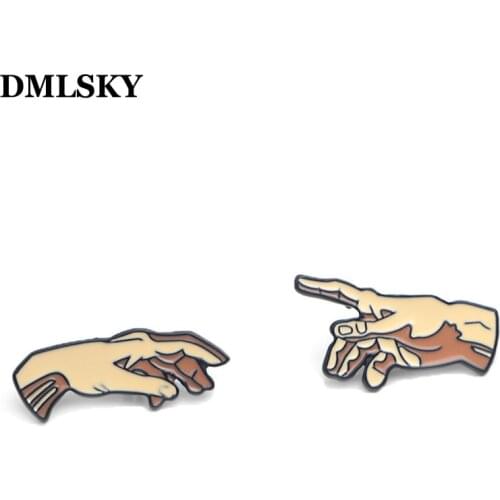 DMLSKY 2pcs/set Creation Art of Adam Enamel Pins and Brooches Lapel Pin Backpack Bags Badge Clothing Decoration Gifts M3546