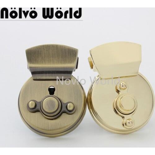 5-30sets 5 colors 38*48mm metal round shape press lock with key for woman chains purse bag close locks purse accessories