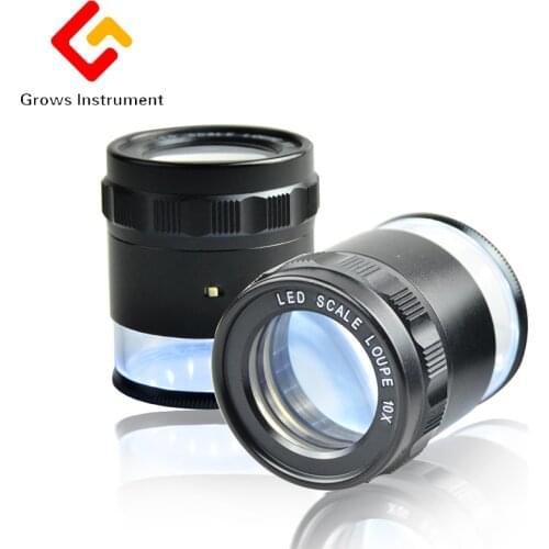 Monocular Magnifying Glass With Led Light Measuring 10X Jeweler Tool Eye Reading Magnifier Eyewear Different Lens Choices