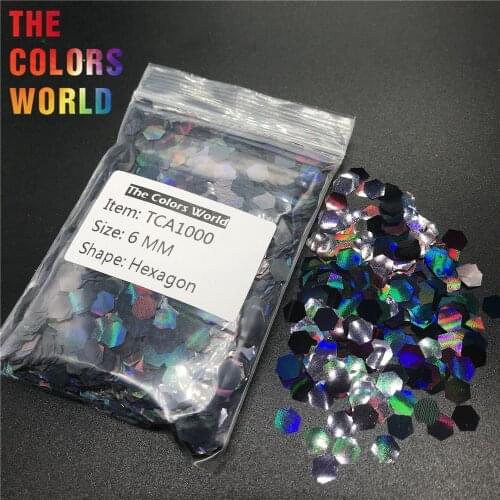 TCA1000 Holographic Laser Black Color Hexagon Shape Nail Glitter Nail Decorations Nail Gel Makeup Facepaint ManualDIY Accessorie