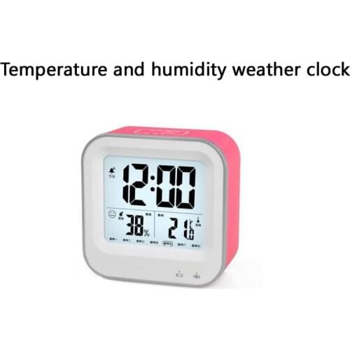 Hot selling rechargeable smart desktop alarm clock students clock with snooze temperature and humidity weather Electron clock