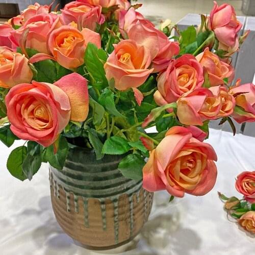 Rose simulation decoration, artificial flowers, home furnishing, sitting room, hand feeling, moisturizing plastic bouquet