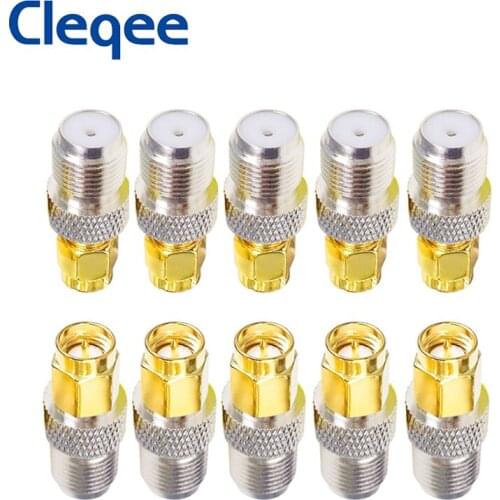 JXSINONE 10PCS SMA Male To F Female RF Coaxial Adapter F Type Jack To SMA Plug Convertor RF Coax Straight Connector Gold Plated