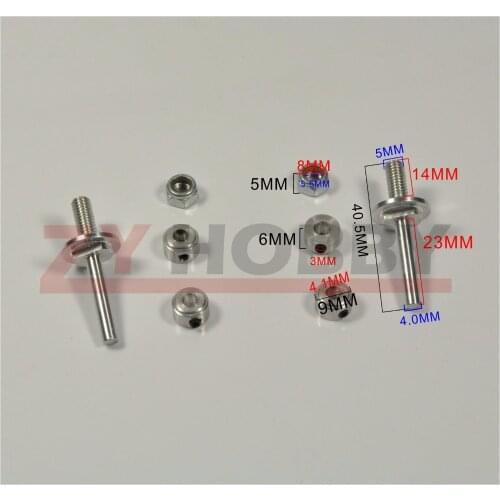 Airplane Wheel Accessories 40.5mm Aluminum Axles/Wheel Adapters/Alu Screw 6pcs