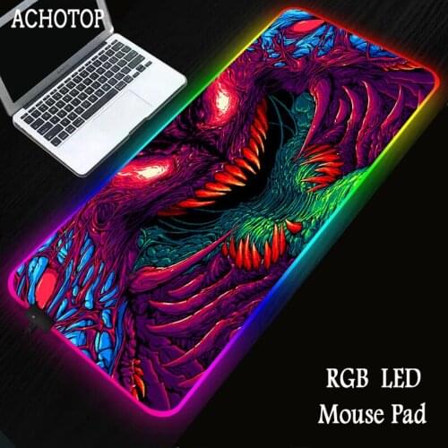 Sovawin Gaming Mouse Pad RGB Backlight Mat 80x30cm Gamer XXL Computer Mousepad CS GO Hyper Beast Non-Slip Rubber Desk Mat For PC