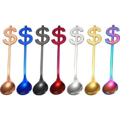 Creative 304 stainless steel dollar coffee spoon stir, dessert, dinner spoon, ice bar mug spoon