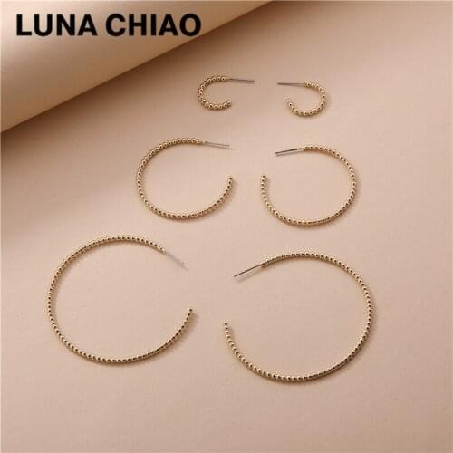 LUNA CHIAO Fashion Jewelry Cooper Casting Metal Dainty Big Round Hoops Earrings for Women