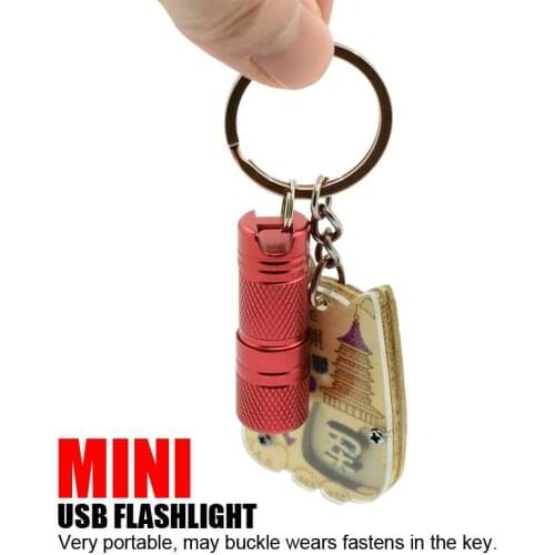 Mini Keychain Flashlight Portable Led Pocket Light USB Small Torch 10180 Battery Lanterna for Outdoor Camping Working