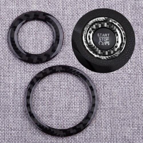 2pcs Carbon Fiber Engine Start Stop Push Button Switch Ring Trim Cover Fit For Dodge Challenger 2020 2019 2018 2017 2016 2015